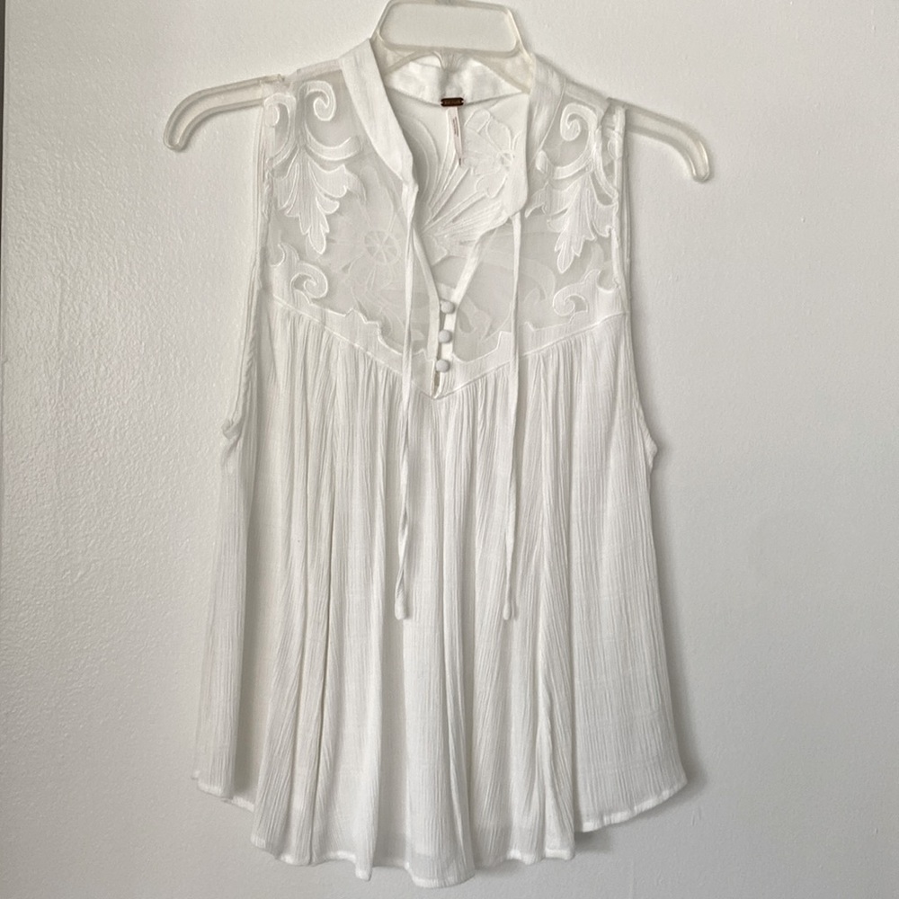 Free People Western Romance White Sleeveless Top